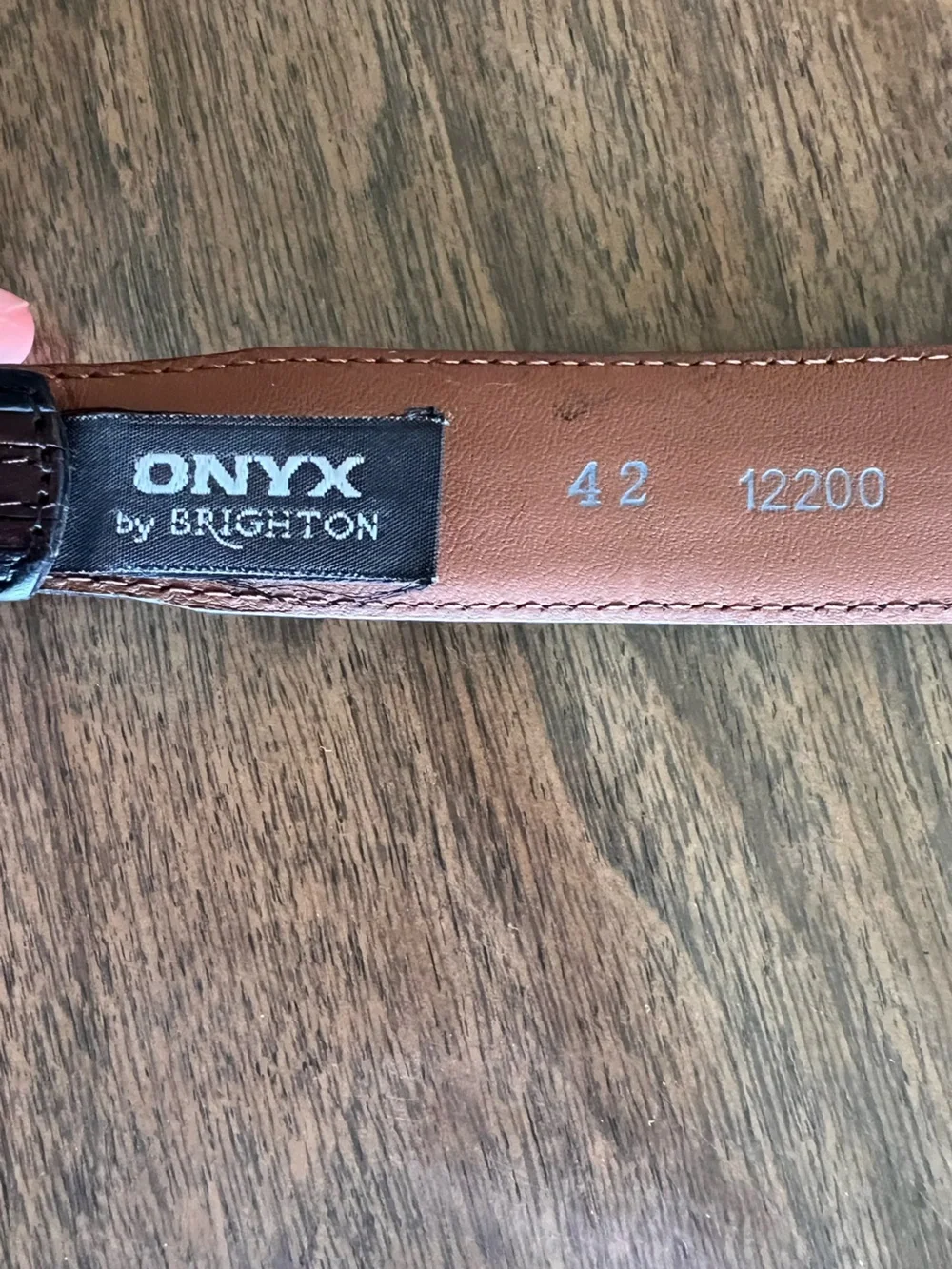 VTG ONYX by Brighton Two Tone Leather Belt Men 42 Silver Buckle Western Rodeo